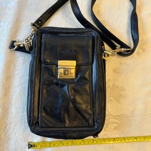 Perlina black Italian leather Cross Body Bag